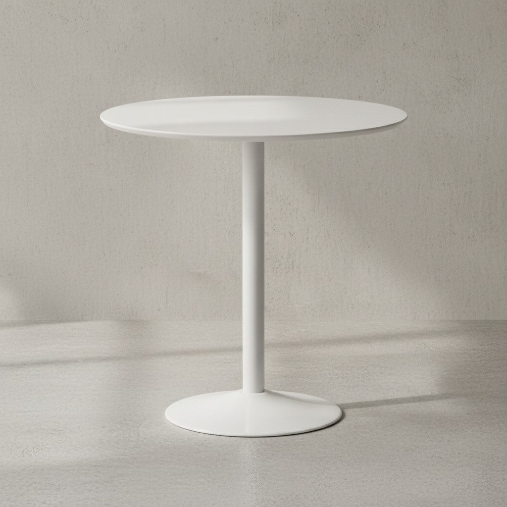 Moderner Hochglanz Esstisch für 2 Personen_ Trompetenförmiges Standbein_ Weiß_ 75x75x74 cm - KADIMA DESIGN_Größe_ 75x75x74 cm_