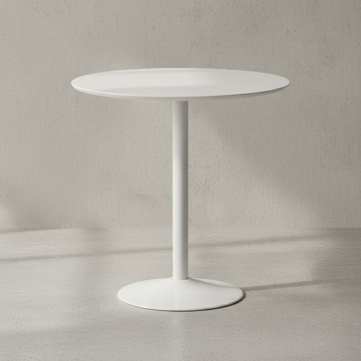 Moderner Hochglanz Esstisch für 2 Personen_ Trompetenförmiges Standbein_ Weiß_ 75x75x74 cm - KADIMA DESIGN_Größe_ 75x75x74 cm_