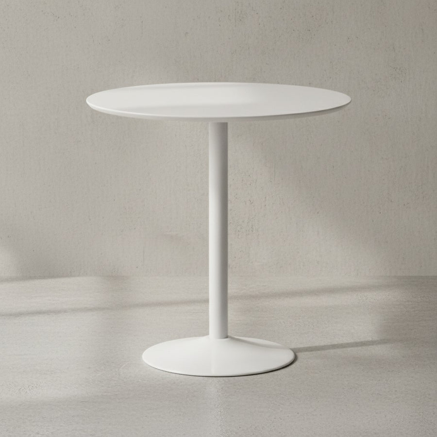 Moderner Hochglanz Esstisch für 2 Personen_ Trompetenförmiges Standbein_ Weiß_ 75x75x74 cm - KADIMA DESIGN_Größe_ 75x75x74 cm_