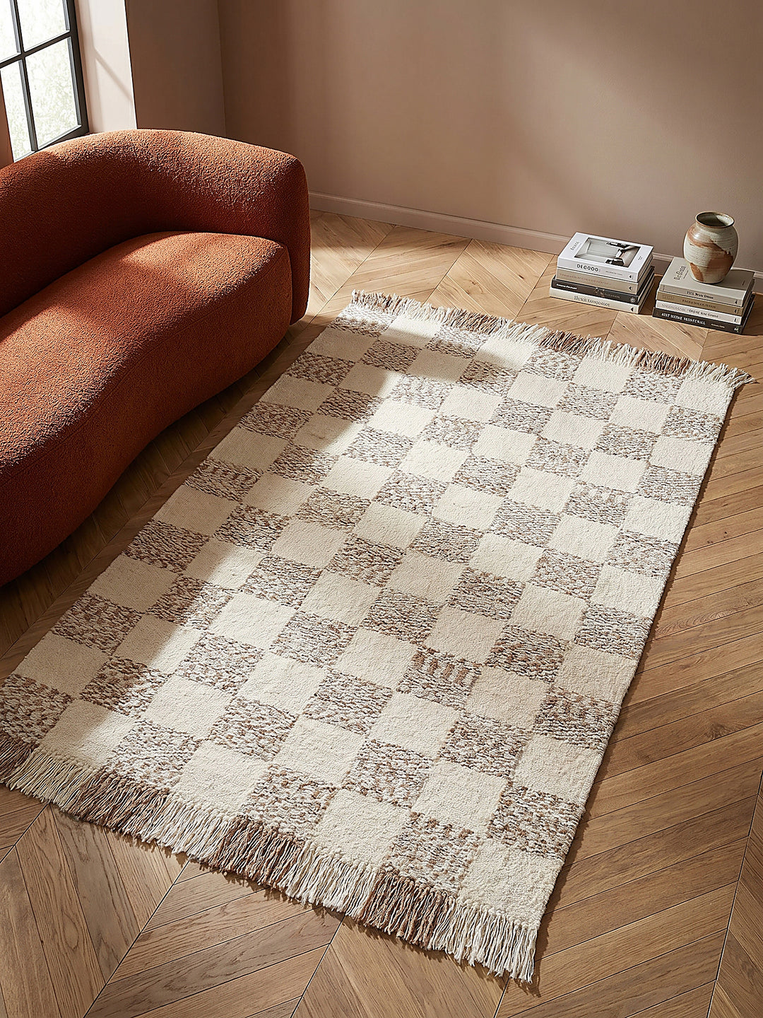 Teppich Beige-Natur rechteckig Musteransicht von oben Designkollektion_