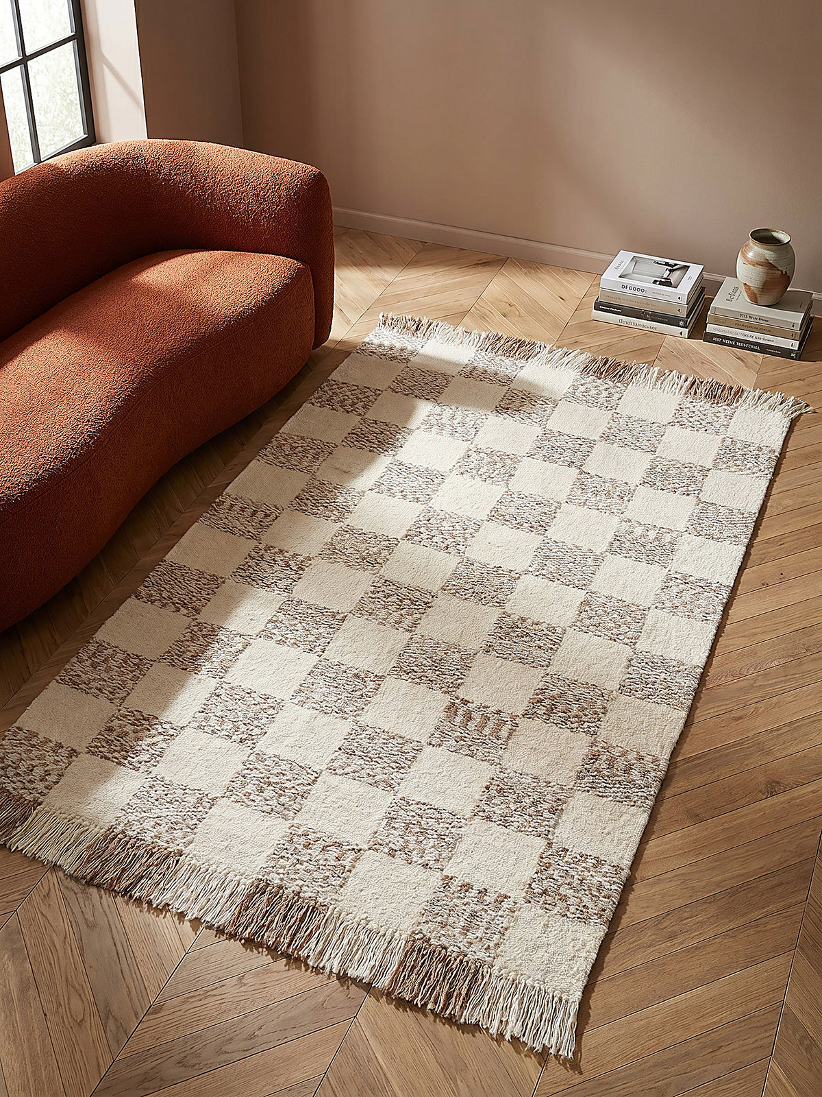 Teppich Beige-Natur rechteckig Musteransicht von oben Designkollektion_