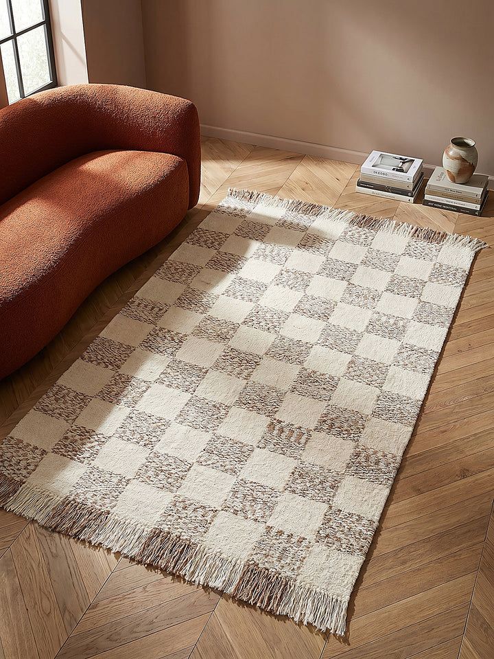 Teppich Beige-Natur rechteckig Musteransicht von oben Designkollektion_