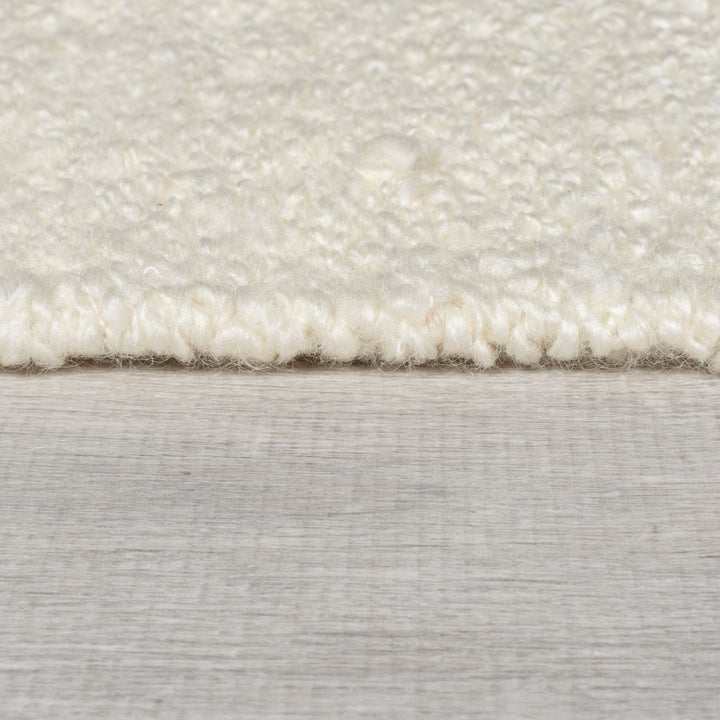 Moderner Kurzflor Teppich mit Schachbrettmuster und Quasten in Beige-Natur_Rechteckig_