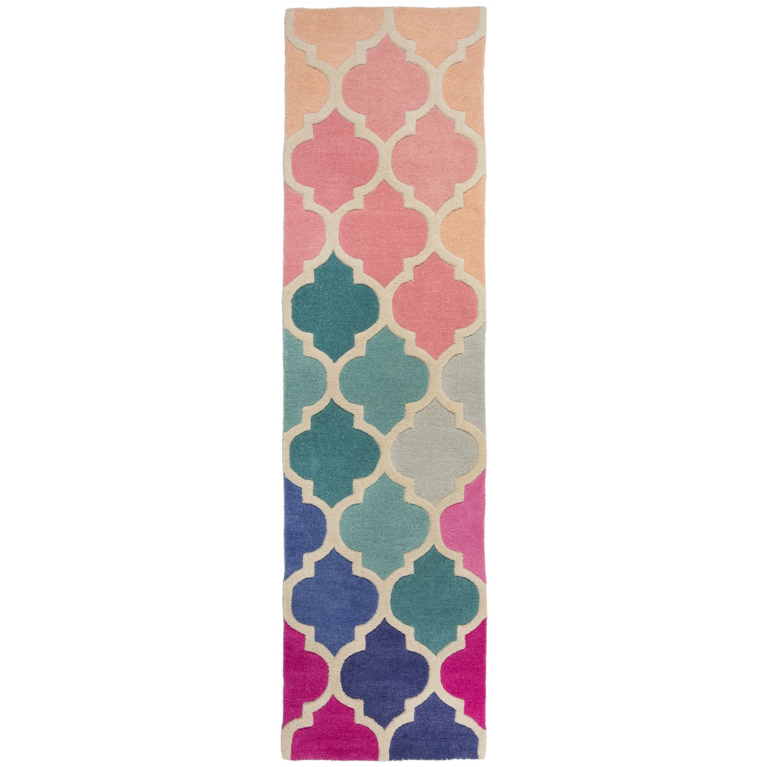 Wollteppich geometrisch Bunt-Stil DERWENT JOSIE_Läufer_