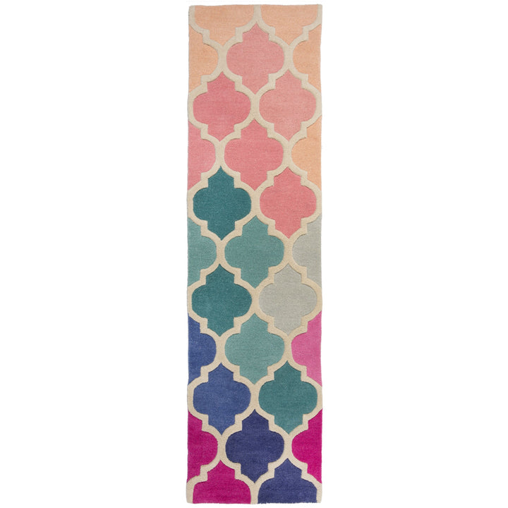 Wollteppich geometrisch Bunt-Stil DERWENT JOSIE_Läufer_