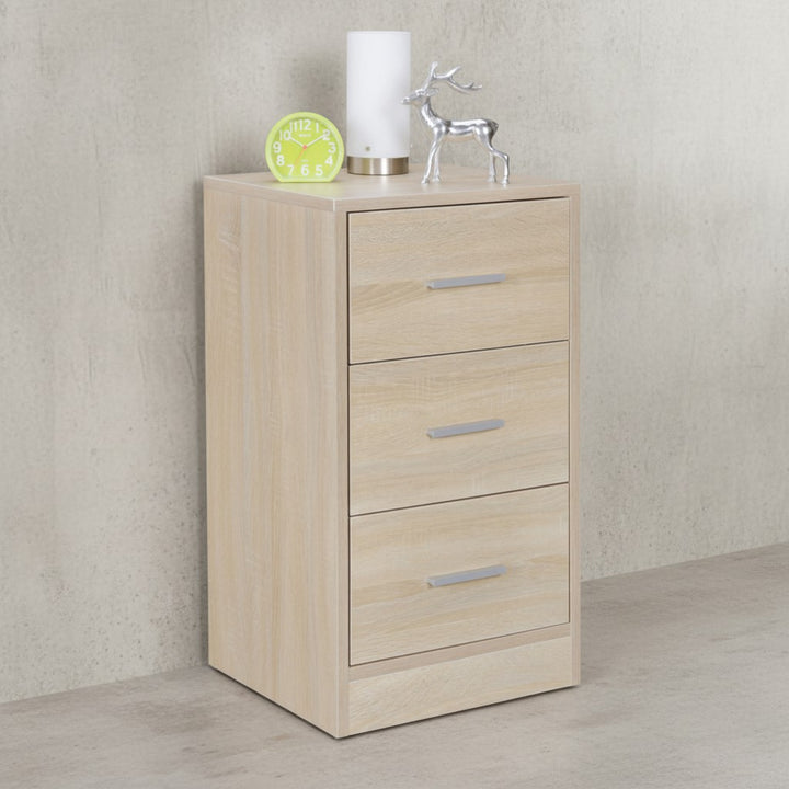 Moderner Nachtschrank_ Holz_ 3 Schubladen_ in Schwarz/Weiß/Sonoma_ melaminharzbeschichtet - KADIMA DESIGN_Farbe_ Beige_ Größe_ 38x35x68 cm_