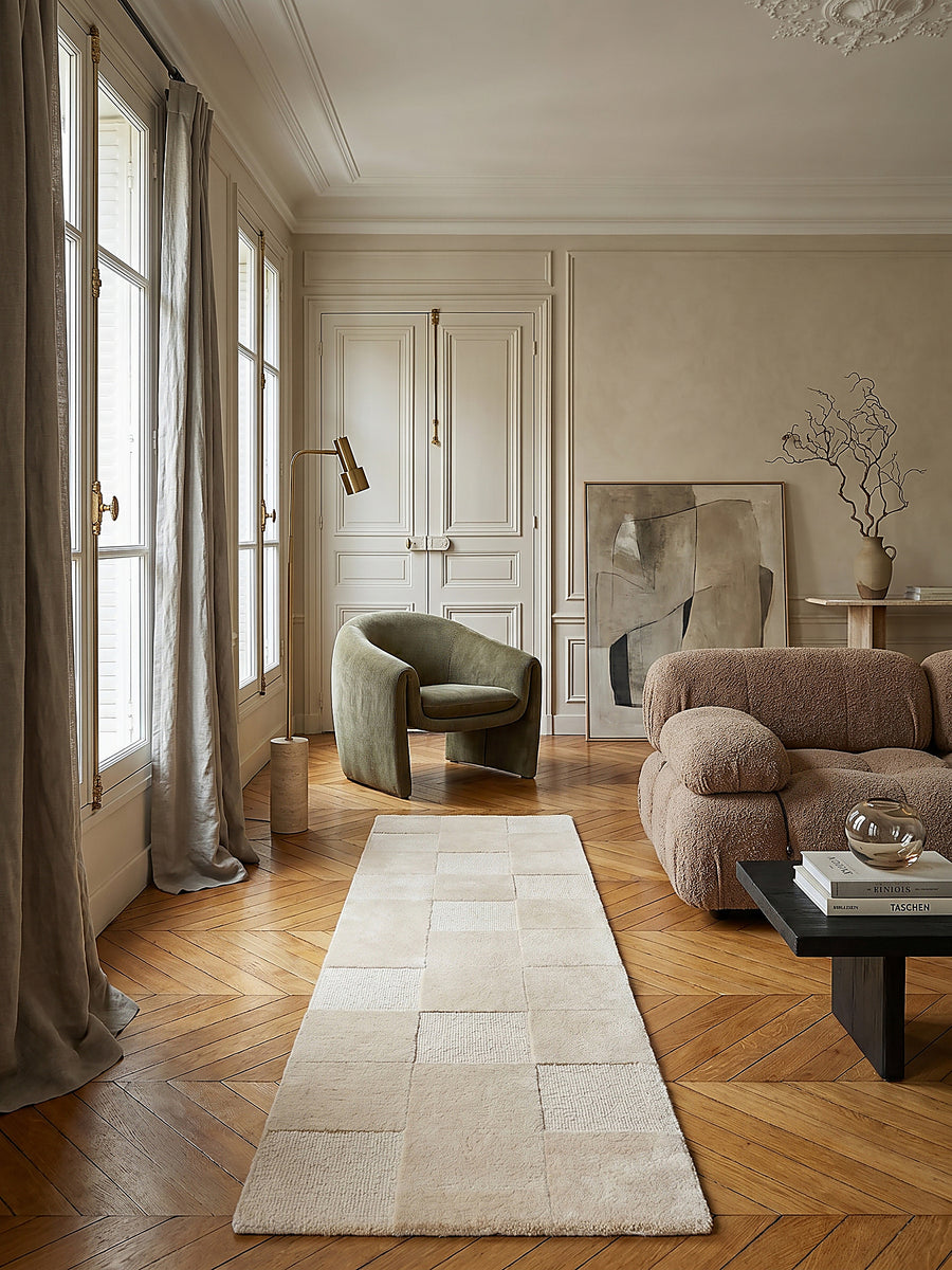 Teppich Beige Läufer Musteransicht von oben Designkollektion_