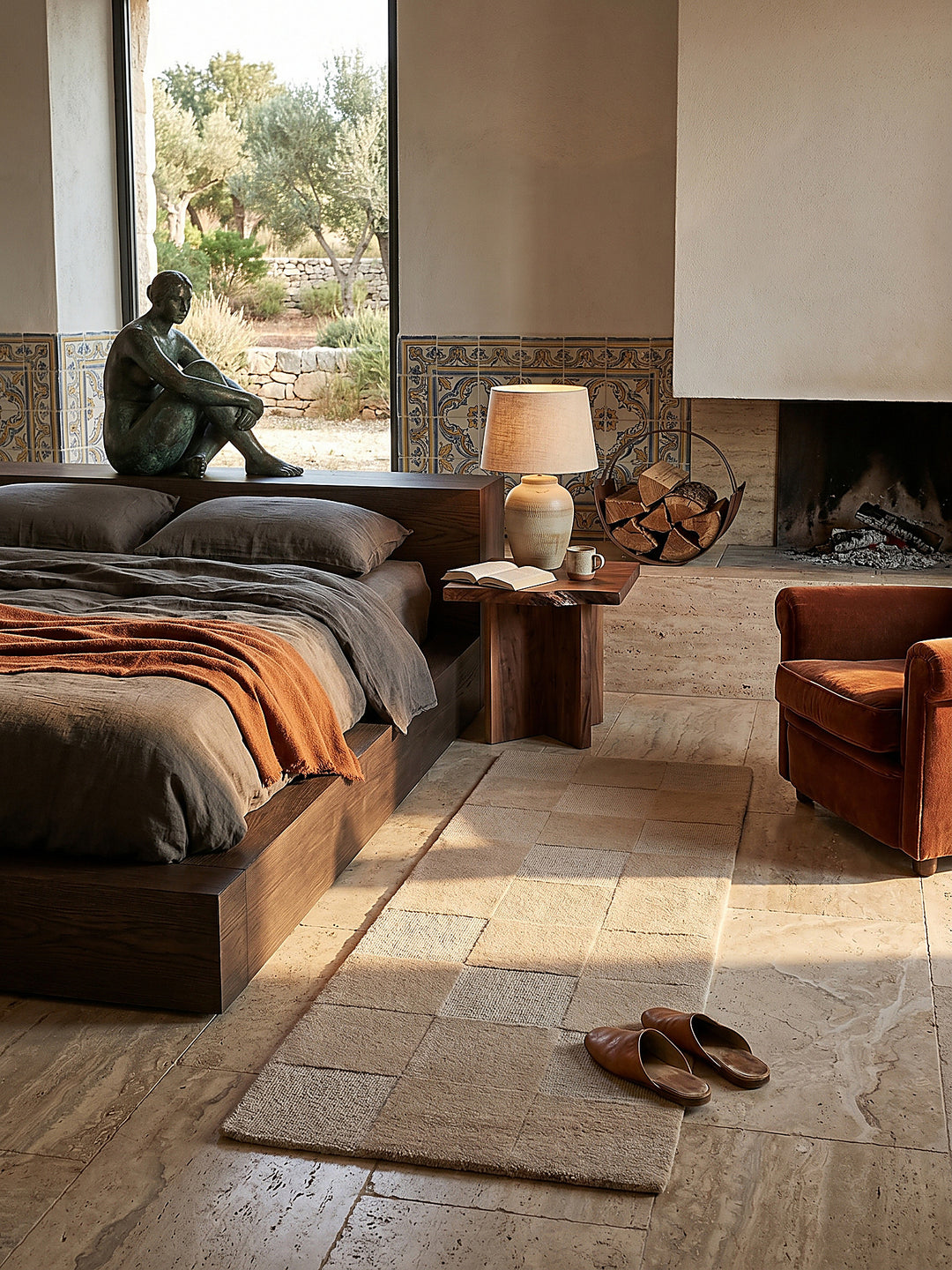 Teppich Beige Läufer im Wohnzimmer mit Couchtisch und Wohnaccessoires Wohnidee skandinavisch modern_