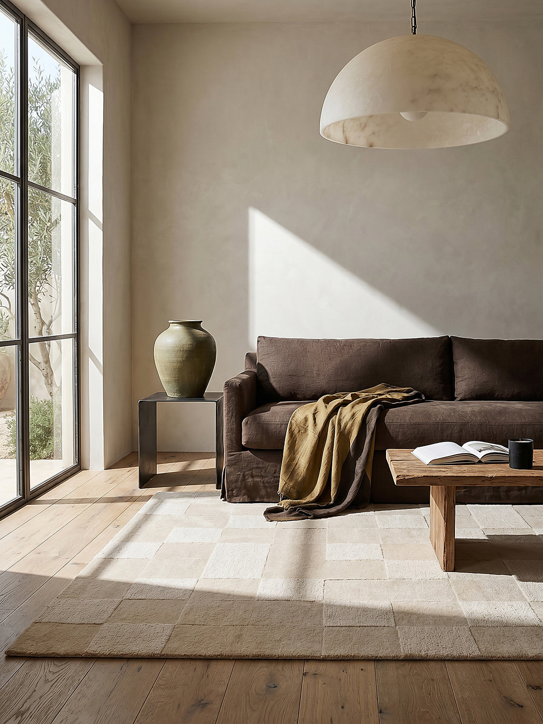 Teppich Beige rechteckig im modernen Wohnzimmer Einrichtungsidee_
