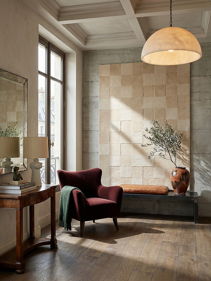 Teppich Beige rechteckig als Wandteppich Wanddekoration Textilkunst Interior Design_