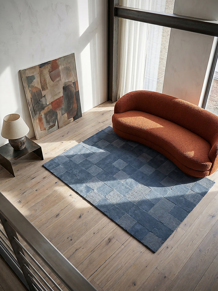 Teppich Blau rechteckig Musteransicht von oben Designkollektion_