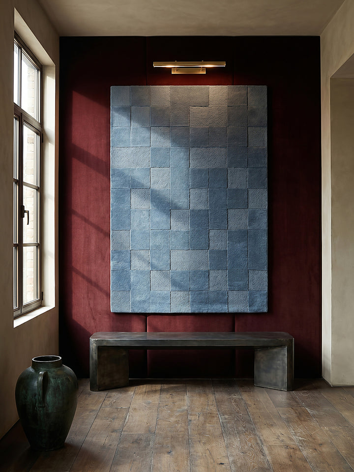 Teppich Blau rechteckig als Wandteppich Wanddekoration Textilkunst Interior Design_
