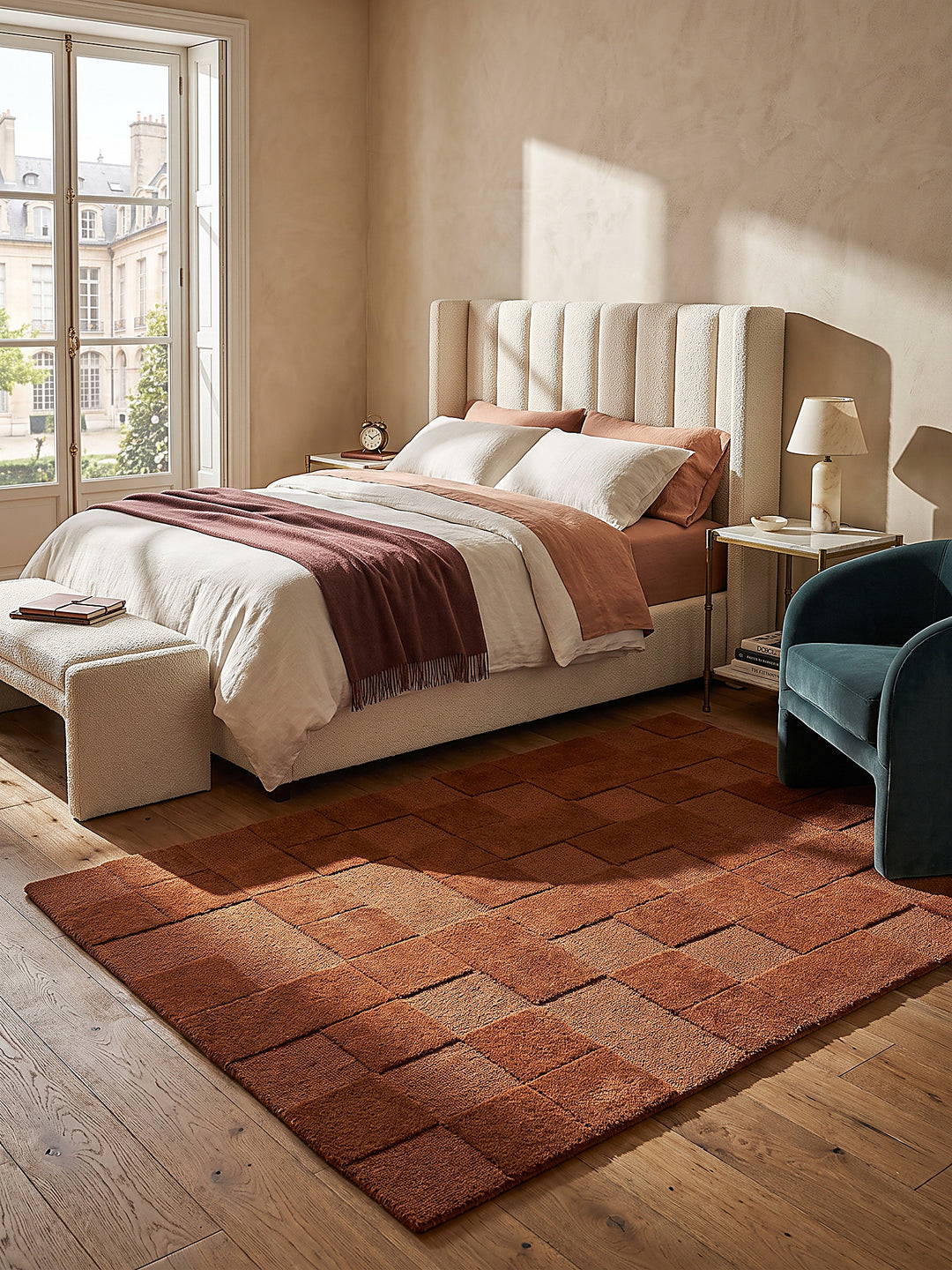 Teppich Terrakotta rechteckig im modernen Wohnzimmer_