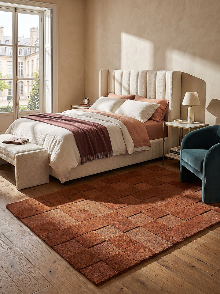 Teppich Terrakotta rechteckig im modernen Wohnzimmer_