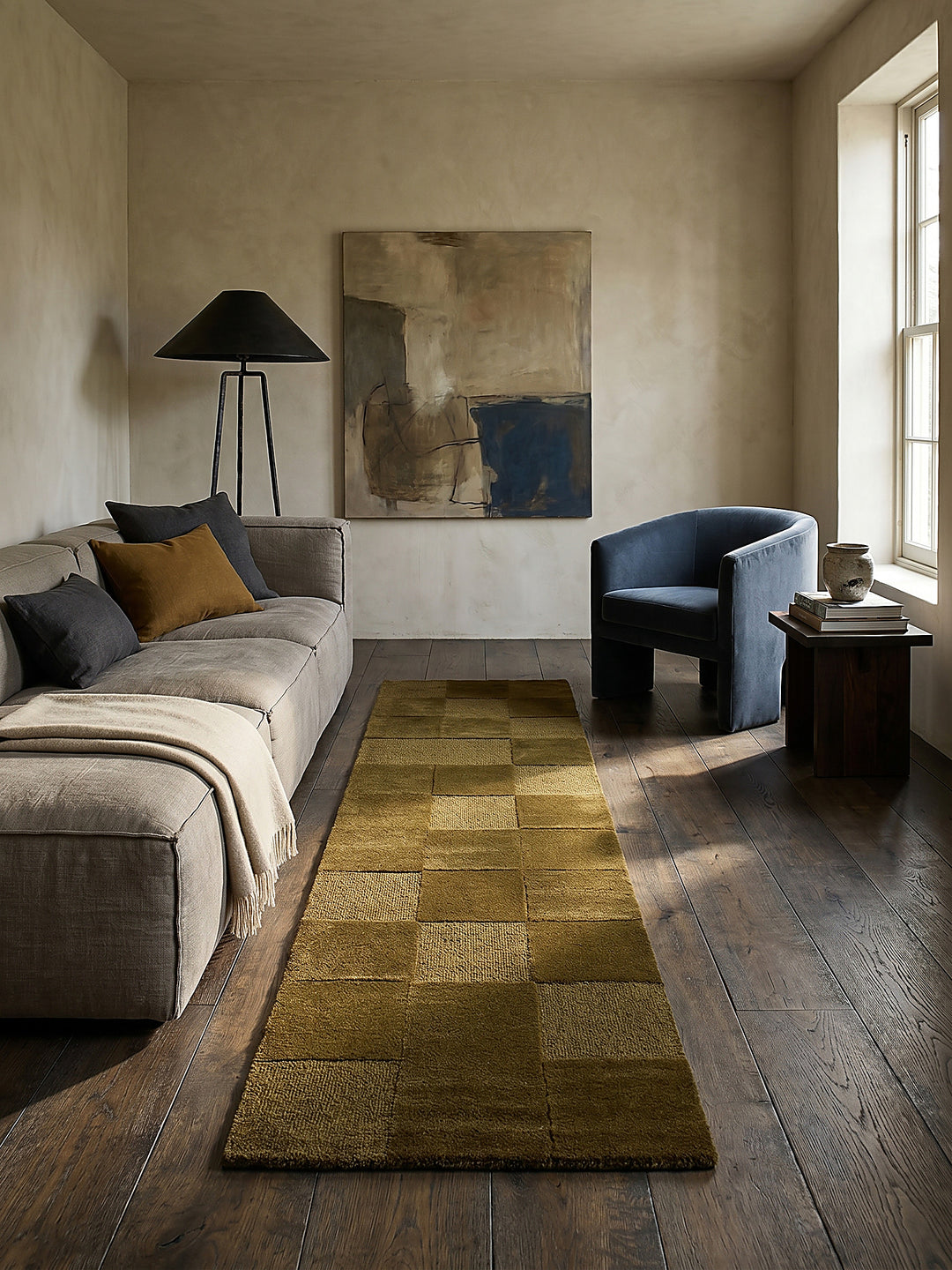Teppich Erdtöne-Grün Läufer Musteransicht von oben Designkollektion_
