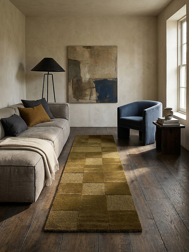 Teppich Erdtöne-Grün Läufer Musteransicht von oben Designkollektion_
