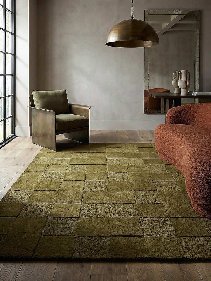 Teppich Erdtöne-Grün rechteckig Musteransicht von oben Designkollektion_
