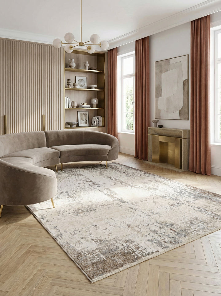 Teppich 100% Polyester - Naturtöne - rutschfest mit Baumwollrücken - Kadima Design_