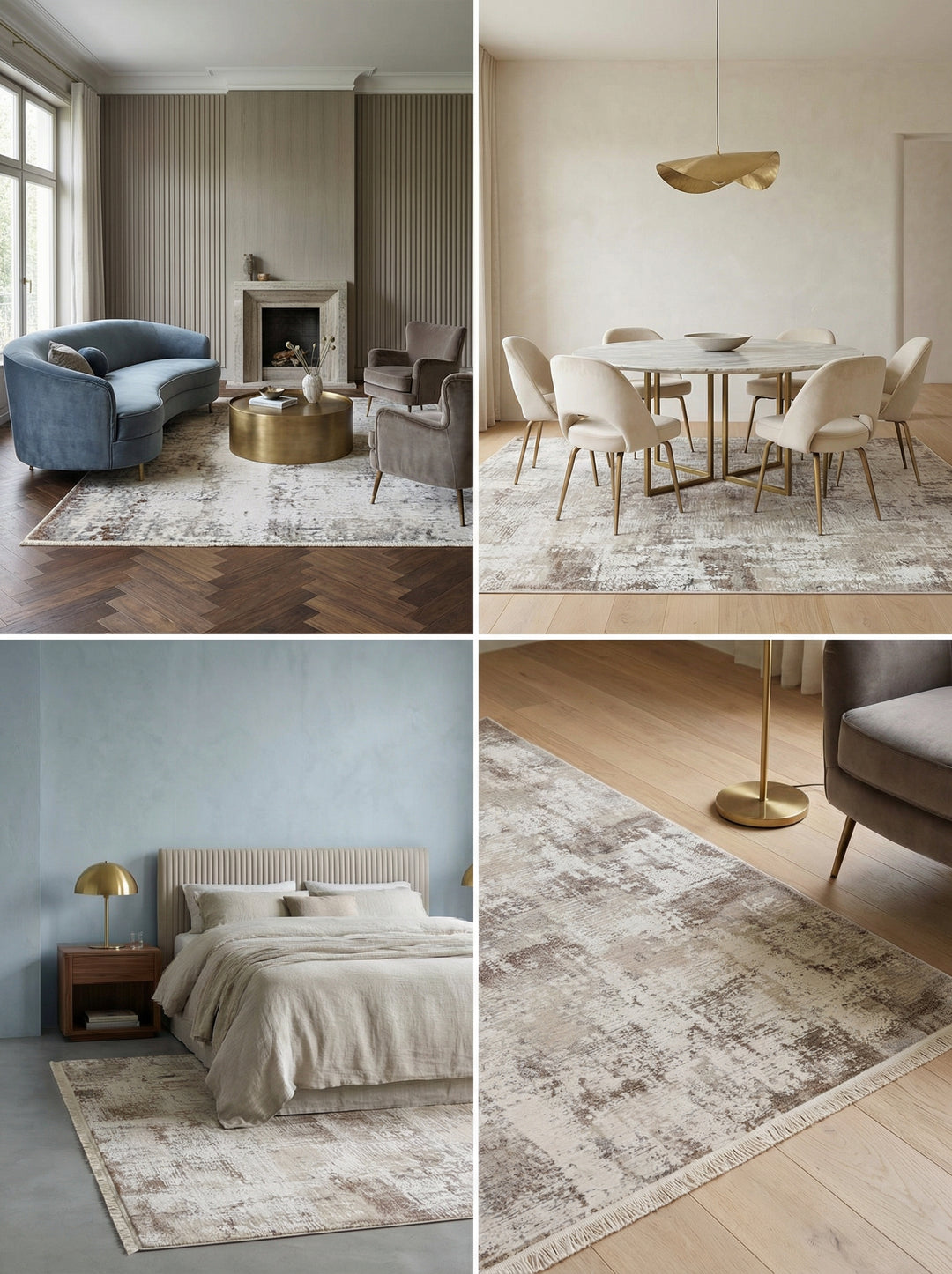 Teppich 100% Polyester - Naturtöne - rutschfest mit Baumwollrücken - Kadima Design_