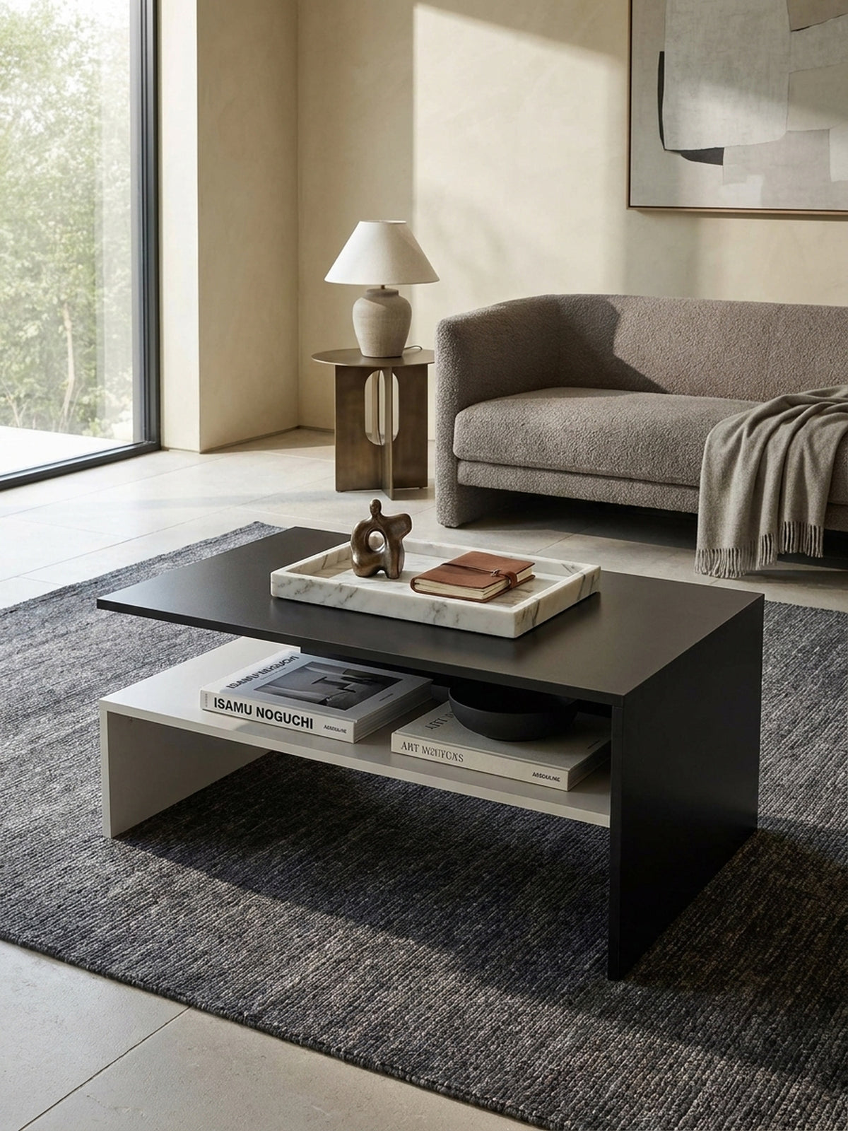Moderner Couchtisch Schwarz-Weiß 90x60 cm – Elegant & Stabil – Kadima Design