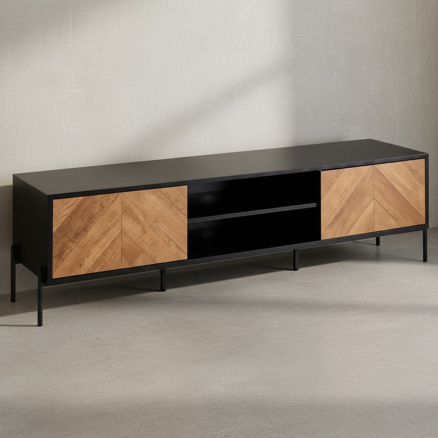 Modernes TV-Lowboard_ V-Muster_ Für 70-Zoll Fernseher_ Anti-Rutsch-Noppen - KADIMA DESIGN_Größe_ 163x40x45 cm_