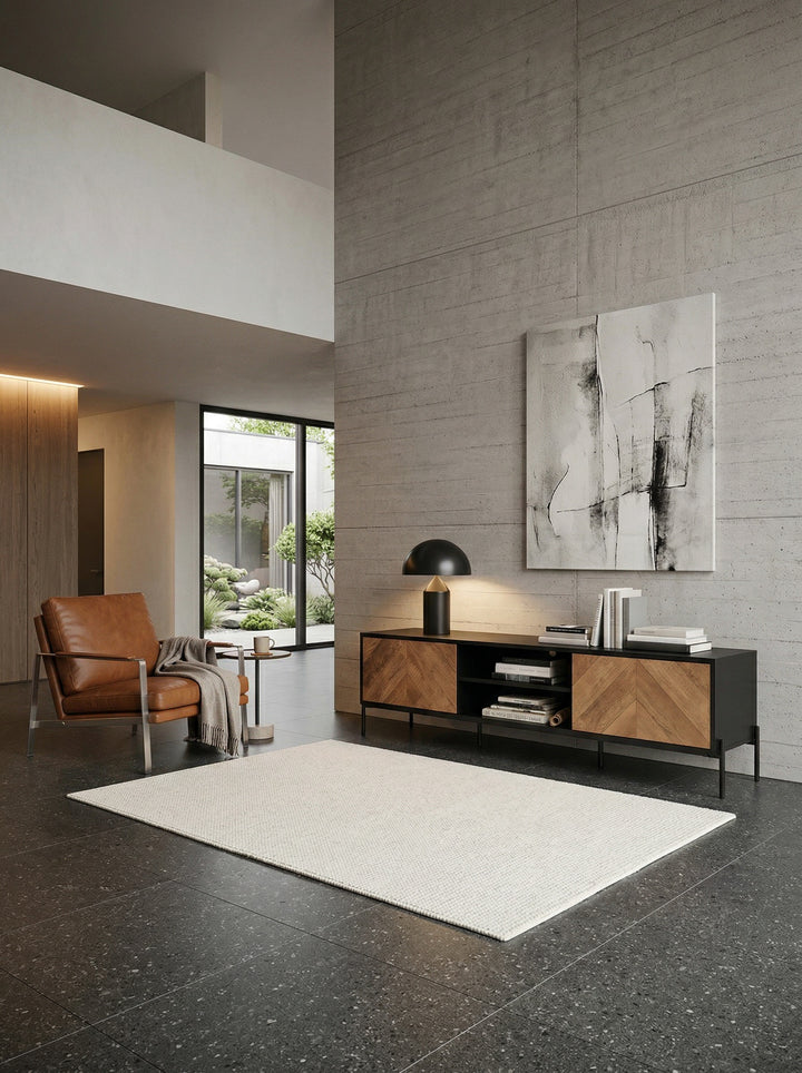 Modernes TV-Lowboard_ V-Muster_ Für 70-Zoll Fernseher_ Anti-Rutsch-Noppen - KADIMA DESIGN_Größe_ 163x40x45 cm_