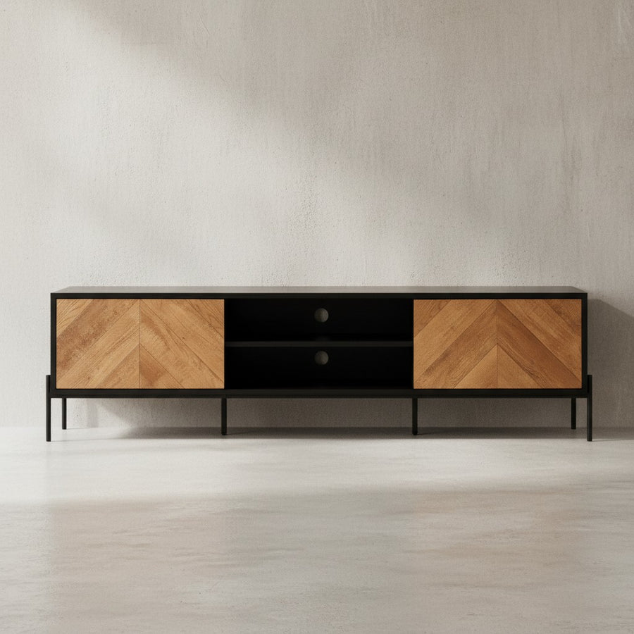 Modernes TV-Lowboard_ V-Muster_ Für 70-Zoll Fernseher_ Anti-Rutsch-Noppen - KADIMA DESIGN_Größe_ 163x40x45 cm_