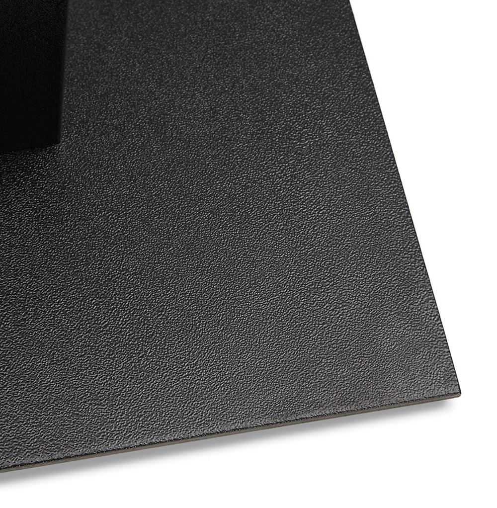Detailaufnahme der Holztextur und Metallstruktur des „TELIX“ Tisches - hohe Qualität und Design_