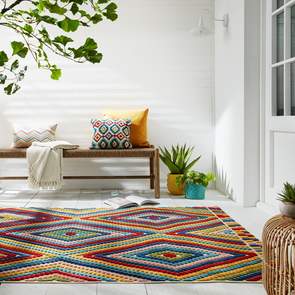 Multifunktionaler - geometrischer Outdoor-Teppich in Multicolor Multi Rechteckig