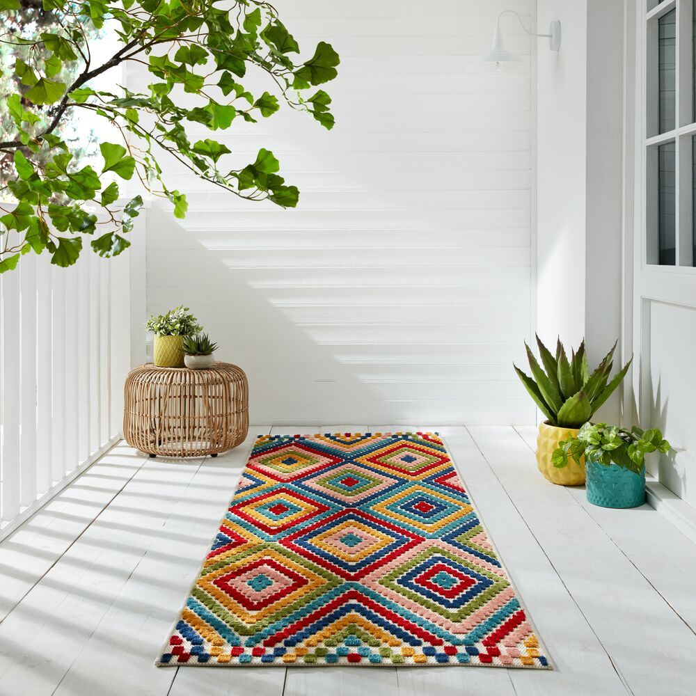 Multifunktionaler - geometrischer Outdoor-Teppich in Multicolor_Multi_Läufer_