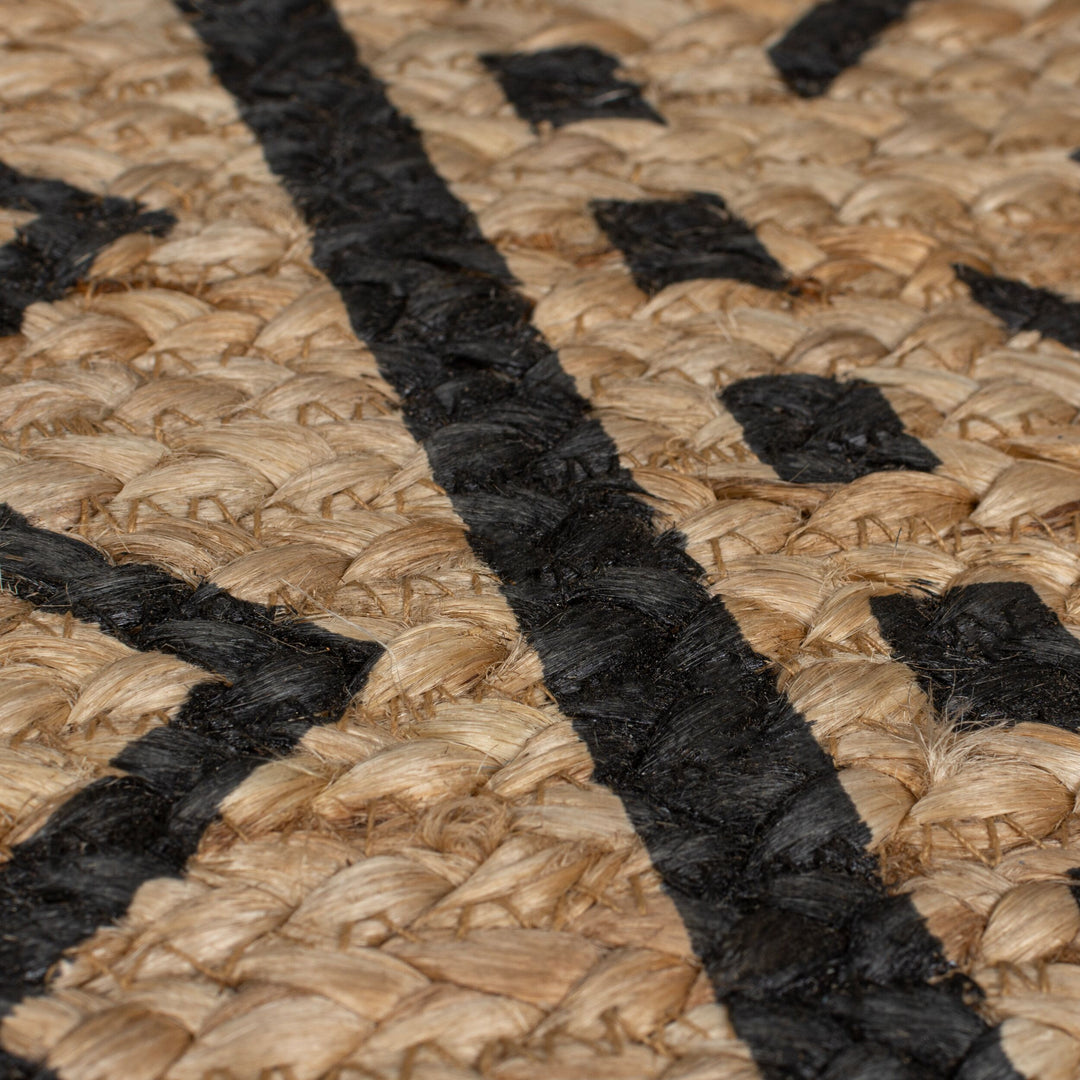 Nachhaltiger Jute-Teppich mit geometrischem Muster_Braun-Schwarz_Rechteckig_