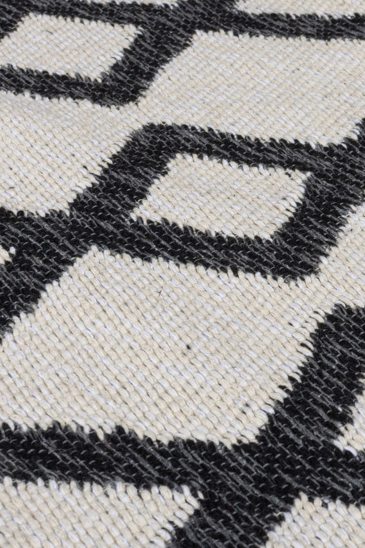 Nachhaltiger Wohnzimmer Teppich aus Mischfasern_Beige-Schwarz_Rechteckig_