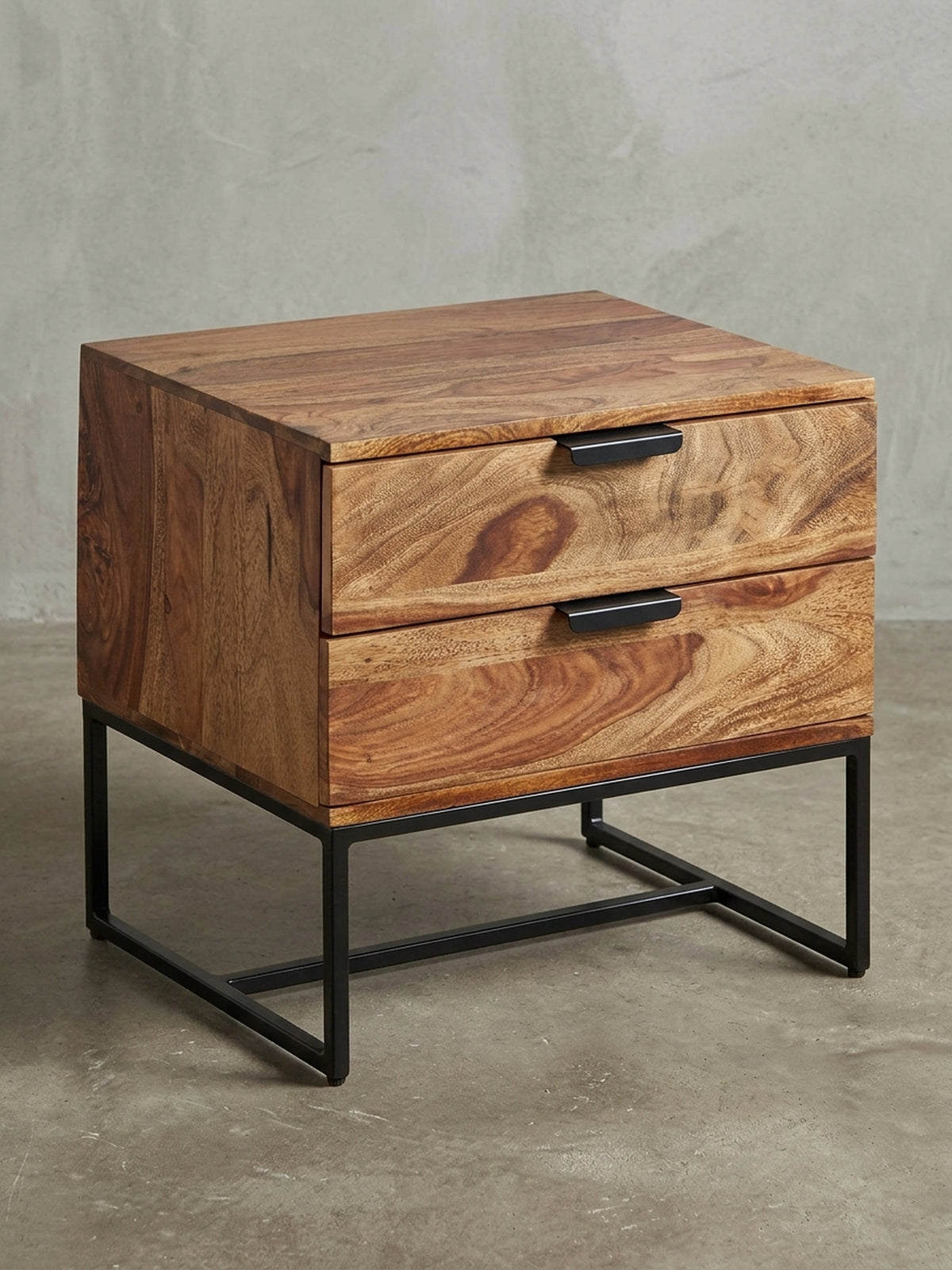 Industrial Nachttisch Massivholz – 2 Schubladen, Unikat & Modern – Kadima Design