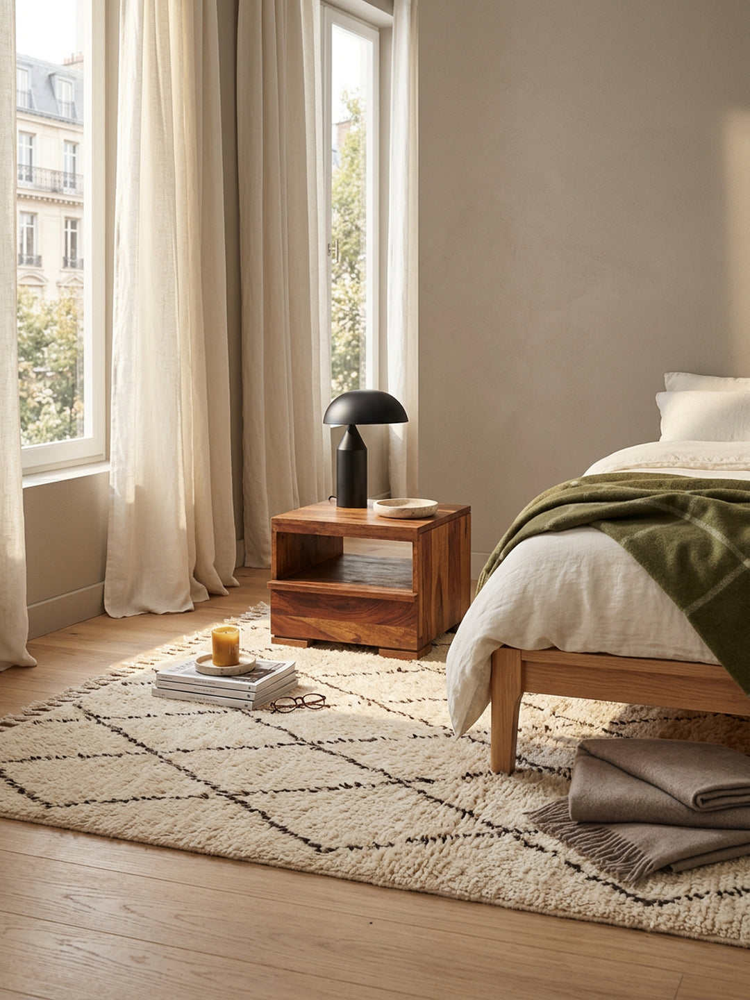 Nachtkonsole NAKO Massivholz_ Schublade_ Ablage_ Landhausstil_ pflegeleicht_ montiert geliefert - KADIMA DESIGN_Farbe_ Braun_ Größe_ 40x40x30 cm_