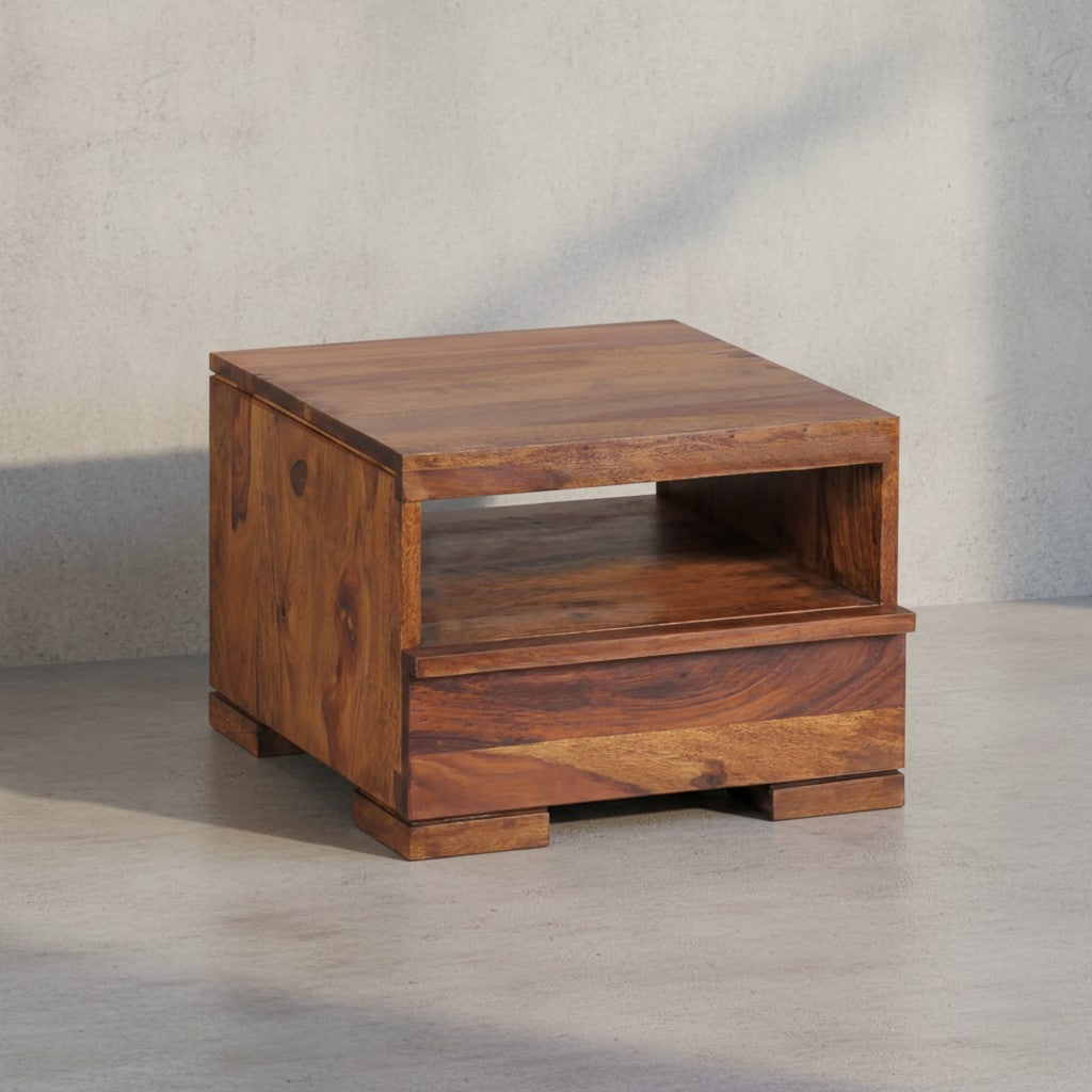 Nachtkonsole NAKO Massivholz  Schublade  Ablage  Landhausstil  pflegeleicht  montiert geliefert - KADIMA DESIGN Farbe  Braun  Größe  40x40x30 cm