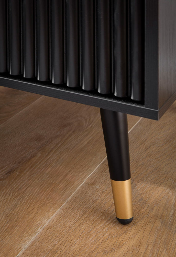Nachttisch – Schwarz/Eiche-Dekor, 43,5x39x56 cm, mit Schubladen, modern