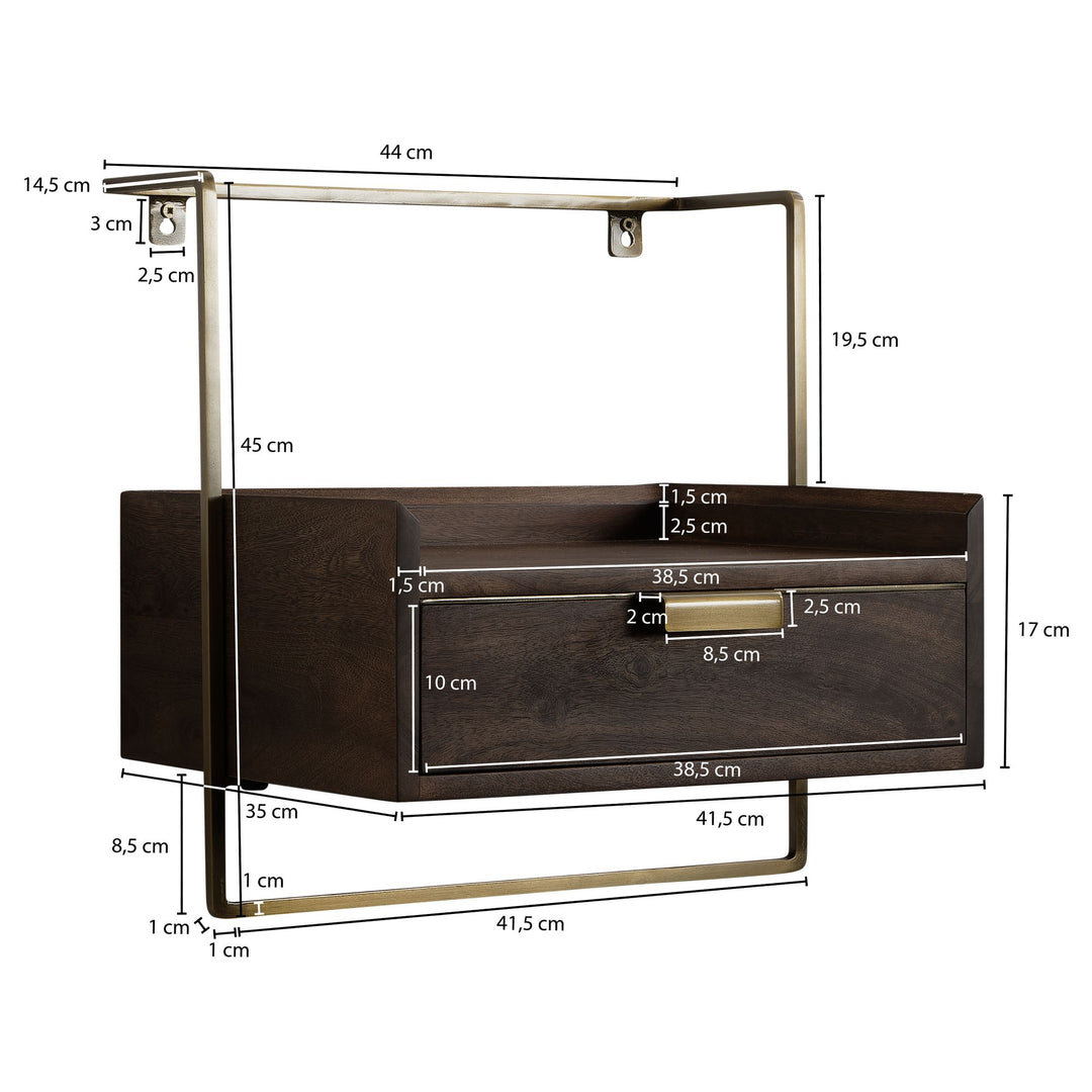 Nachttisch Mango Massivholz Wandmontage Schublade Boxspringbett