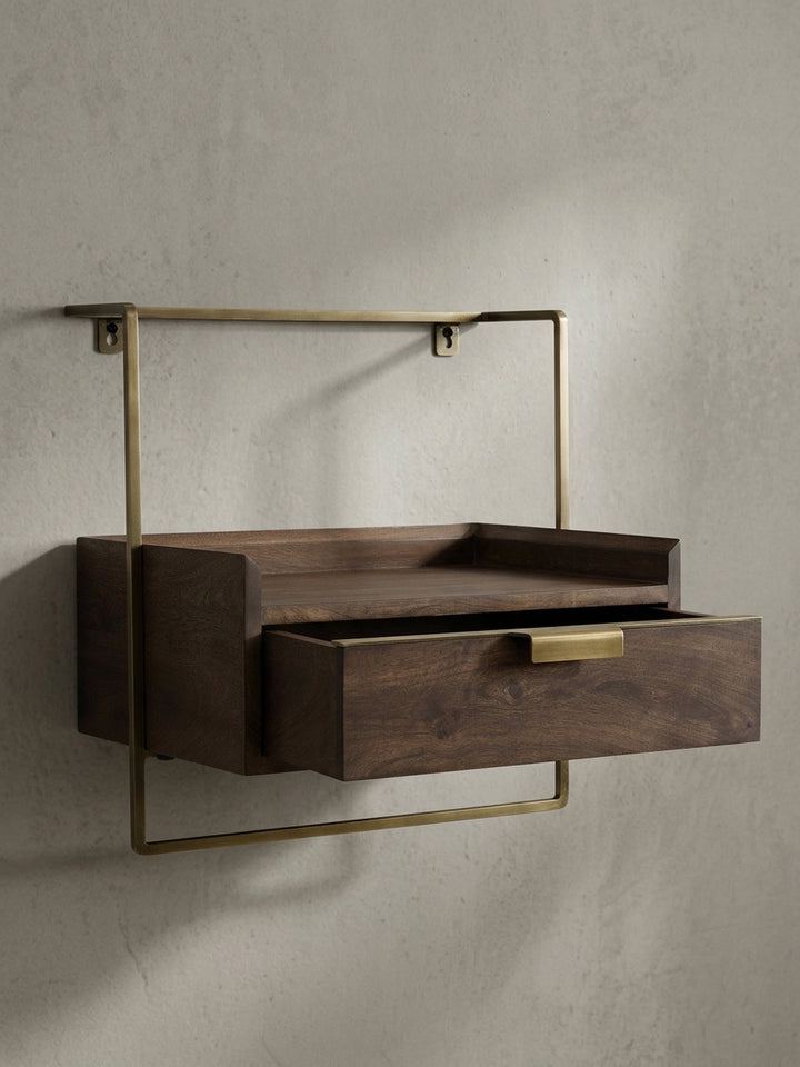 Exklusiver Wand Nachttisch Mango Massivholz für Boxspringbett – Kadima Design