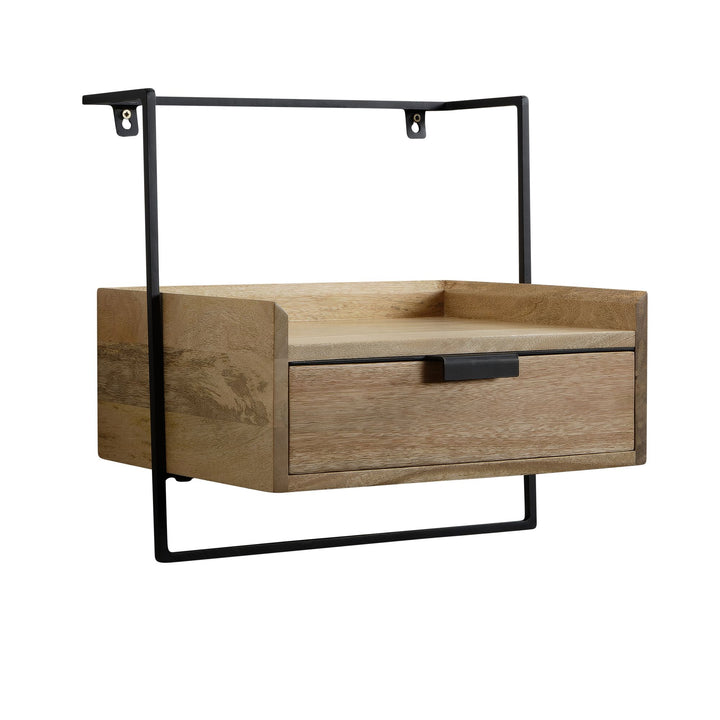 Nachttisch Mango Massivholz Wandmontage Schublade Boxspringbett