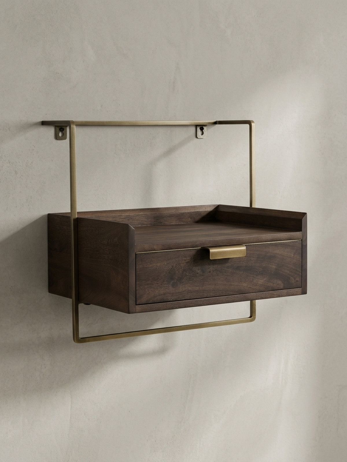 Exklusiver Wand Nachttisch Mango Massivholz für Boxspringbett – Kadima Design