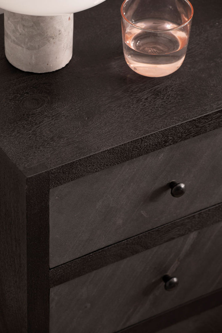 Nachttisch Massivholz Steinoptik 3 Schubladen Metallgestell