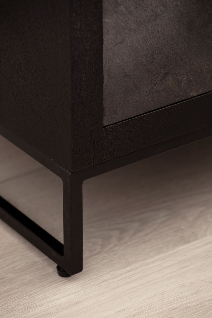 Nachttisch Massivholz Steinoptik 3 Schubladen Metallgestell