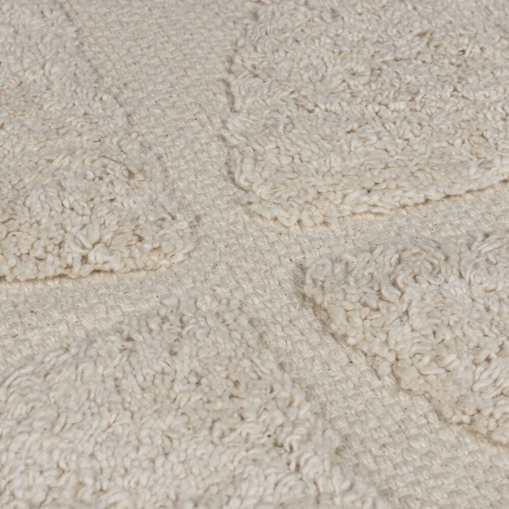 Teppich ITCHEN Bogen-Muster Naturweiß Baumwolle Flor Struktur Nahaufnahme Rechteckig