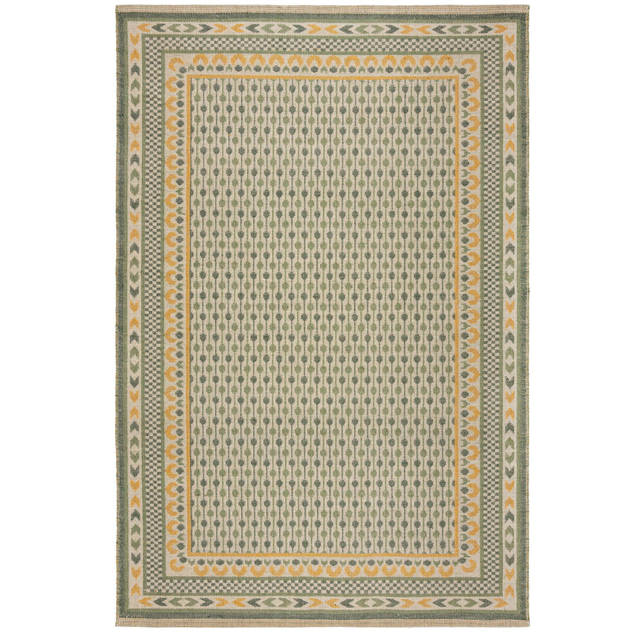 Teppich Jacquard-gewebt - Jute &amp; Baumwolle - mit farbenfrohem Boho-Bordüren-Muster_Rechteckig_