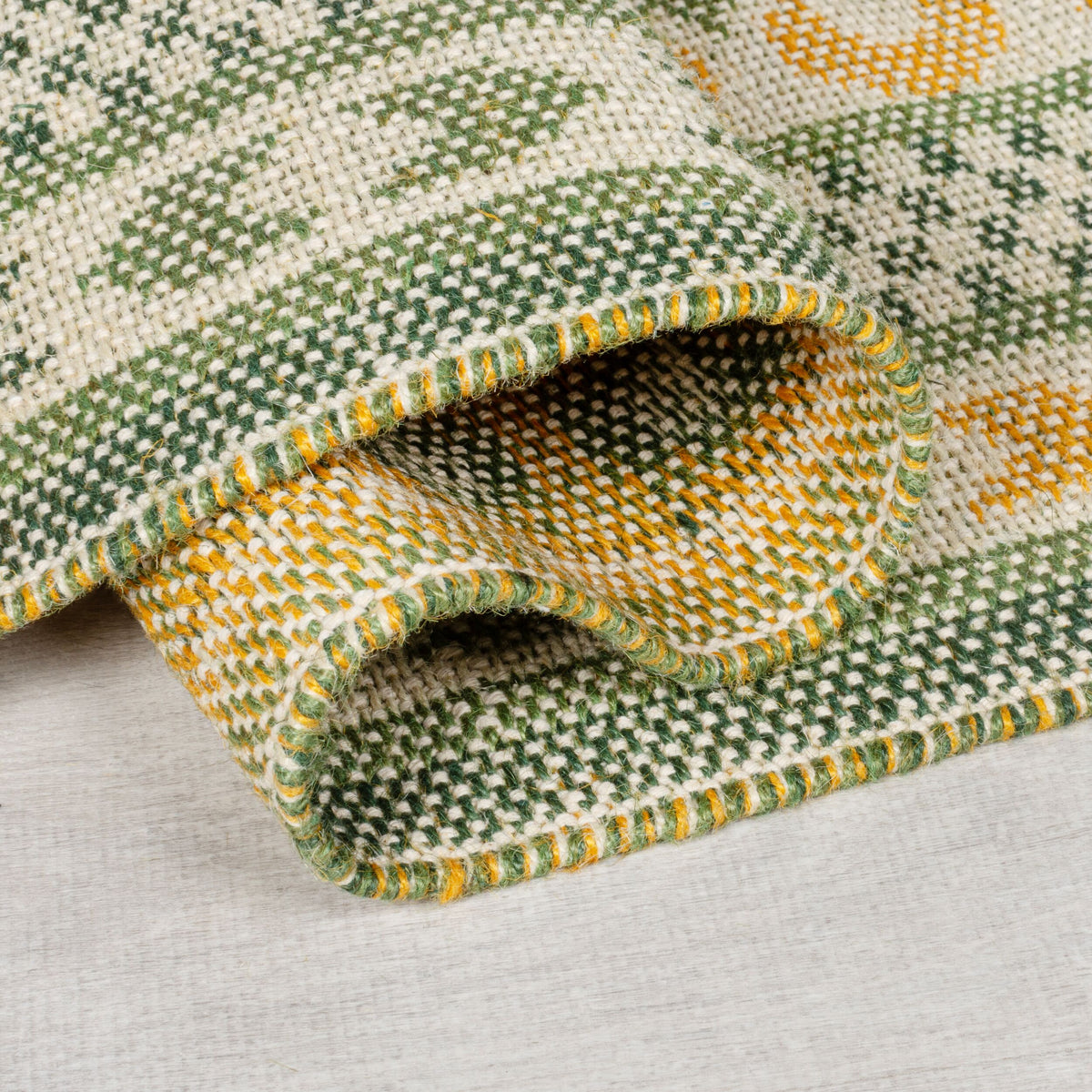 Teppich Jacquard-gewebt - Jute & Baumwolle - mit farbenfrohem Boho-Bordüren-Muster_Rechteckig_