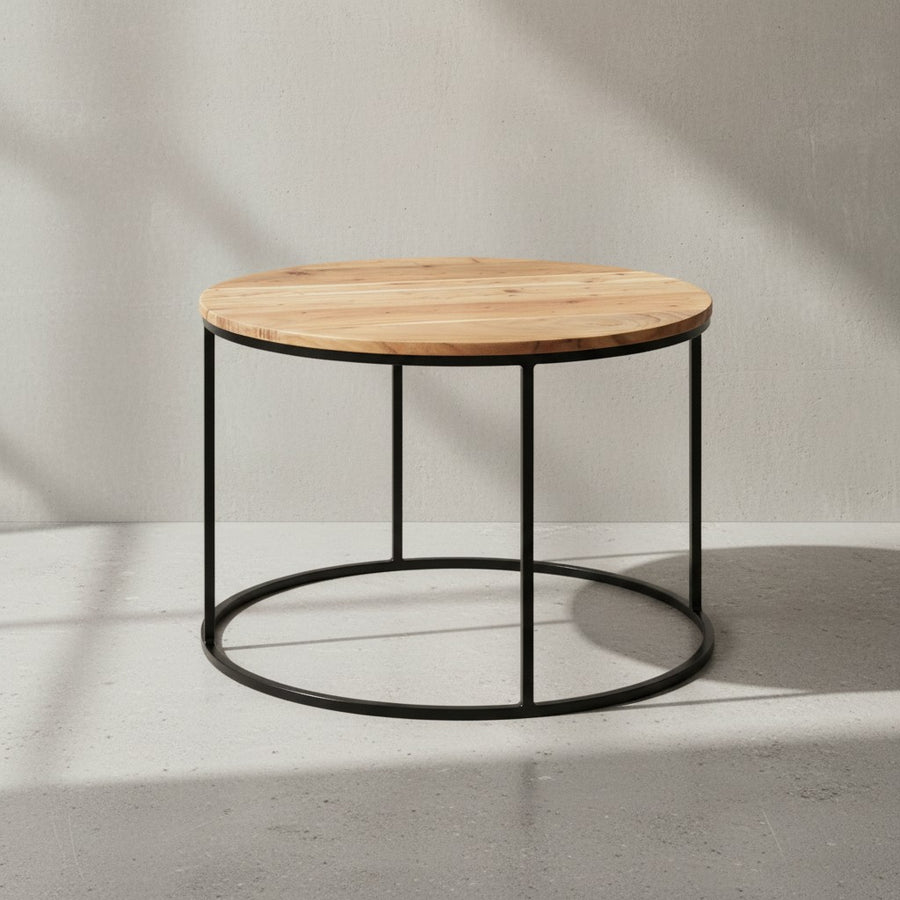Naturholz Couchtisch_ stabile Konstruktion_ runde Ablage_ 50 kg Belastbarkeit - KADIMA DESIGN_Größe_ 60x60x43 cm_