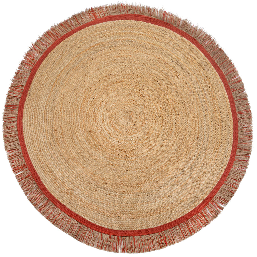 Teppich Jute Fransen-Design in Naturtönen TAY_Rund_
