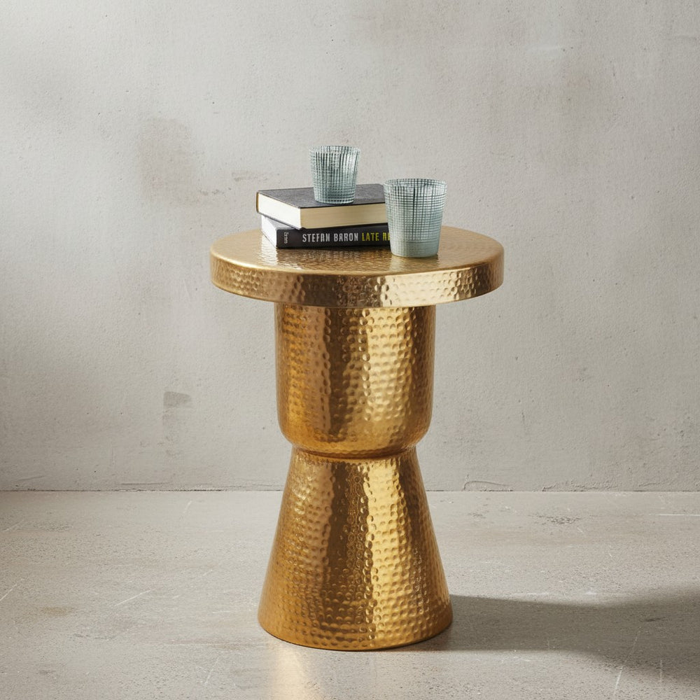 Orientalischer Dekotisch ENNS_ Aluminium_ Hammerschlag-Strukturen_ 43x59x43 cm - KADIMA DESIGN_Farbe_ Gold_ Größe_ 43x43x59 cm_