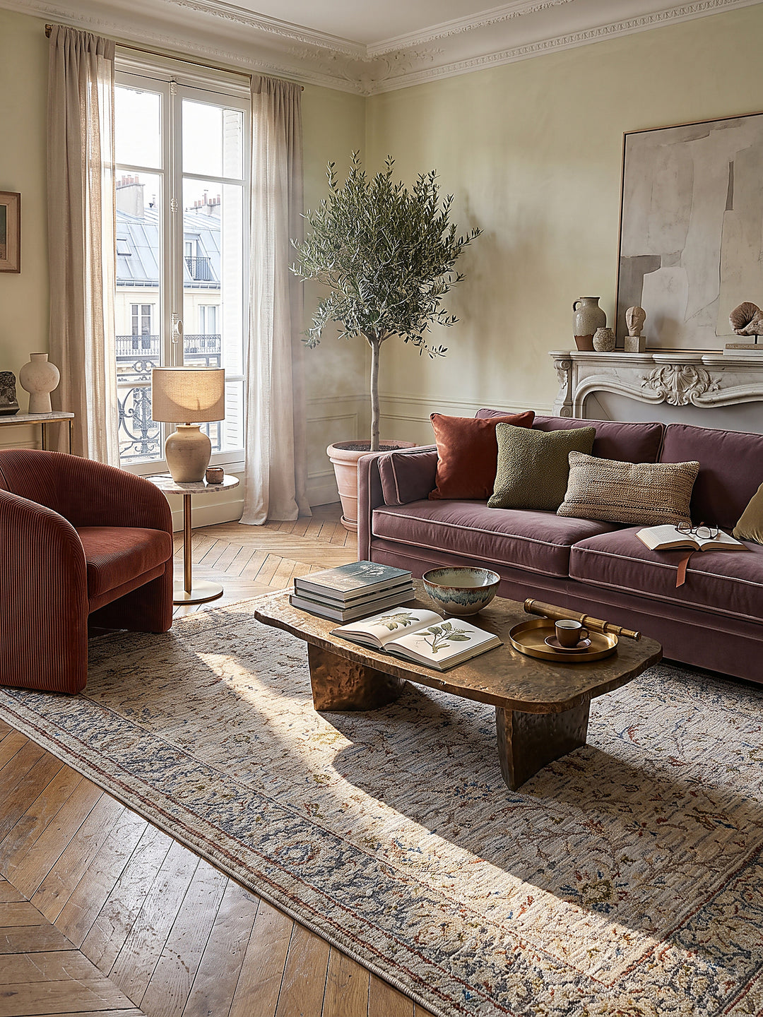 Teppich Natur rechteckig im modernen Wohnzimmer_