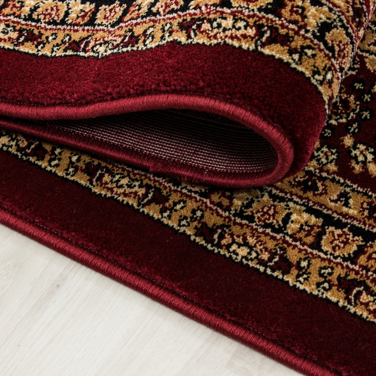Orientteppich Kurzflor Polypropylen saugroboter Wohnzimmer_Rot_Läufer_